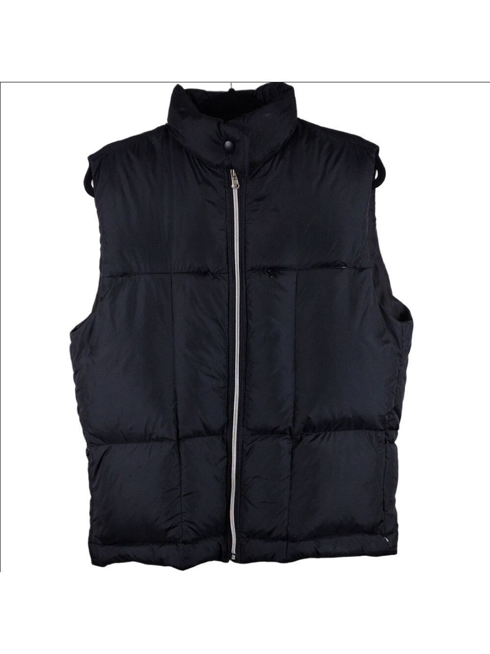 FU DA Sport Black Duck Down Snap Collar Full Zip Sleeveless Outdoor Puffer Vest